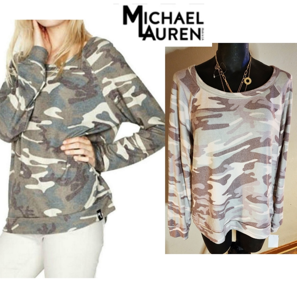 Michael Lauren Soft Camo Kenny Pullover.  Sz Med
